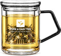 Pure And Easy Tea, Glass Tea Infuser Mug with Lid - Plastic-Free Borosilicate Steeping Cup for Loose Leaf Tea and Tisanes, 400 mL/13.5 oz