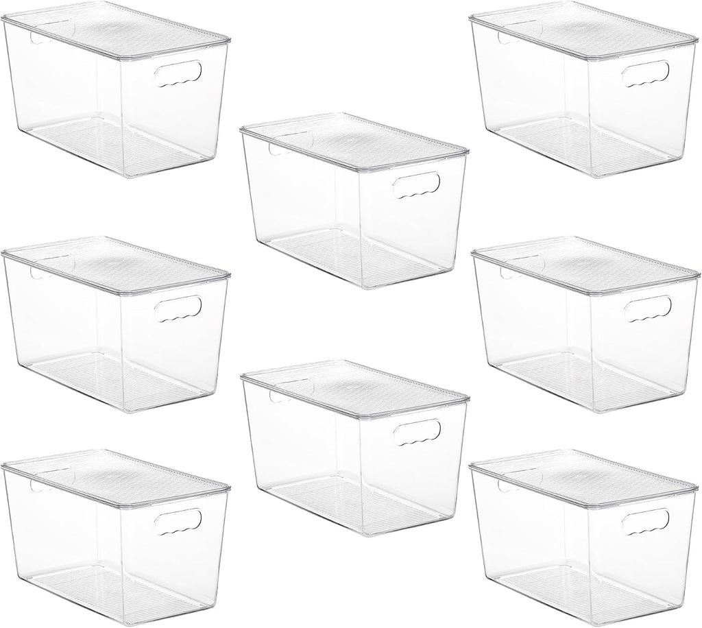 Vtopmart 8 Pack Clear Stackable Storage Bins with Lids and Handles, XLarge