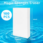 Versatile 100-Pack Magic Sponges Cleaning Erasers, Long-Lasting Melamine Sponge Bulk Set for Home Cleaning, Effective Scrubbers for Bathrooms, Walls, Floors, Baseboards, and Tile Grout