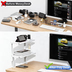 2 Tier Clamp on Desk Shelf (White)