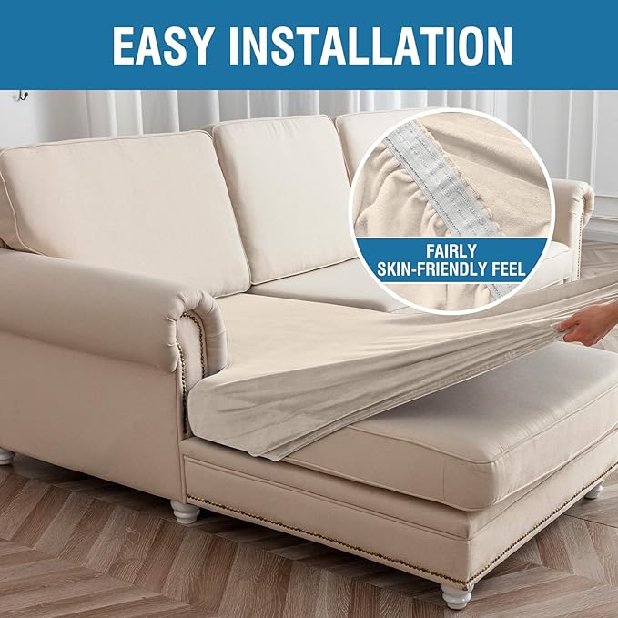 Couch Cover Stretch Velvet Sofa Cushion Cover 3-Piece - Image 6