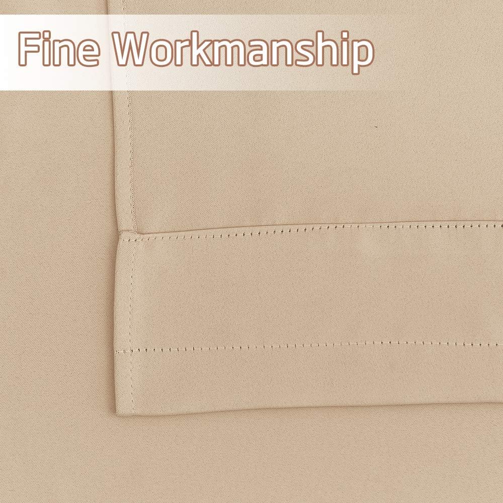 NICETOWN Farmhouse Valances for Kitchen/Bathroom/Living Room/Bedroom Blackout Privacy Adjustblae Rod Pocket Short Winow Curtains for Cafe/Loft/Office, 1 Pair, 42" x 18" + 1.6" Header, Biscotti Beige