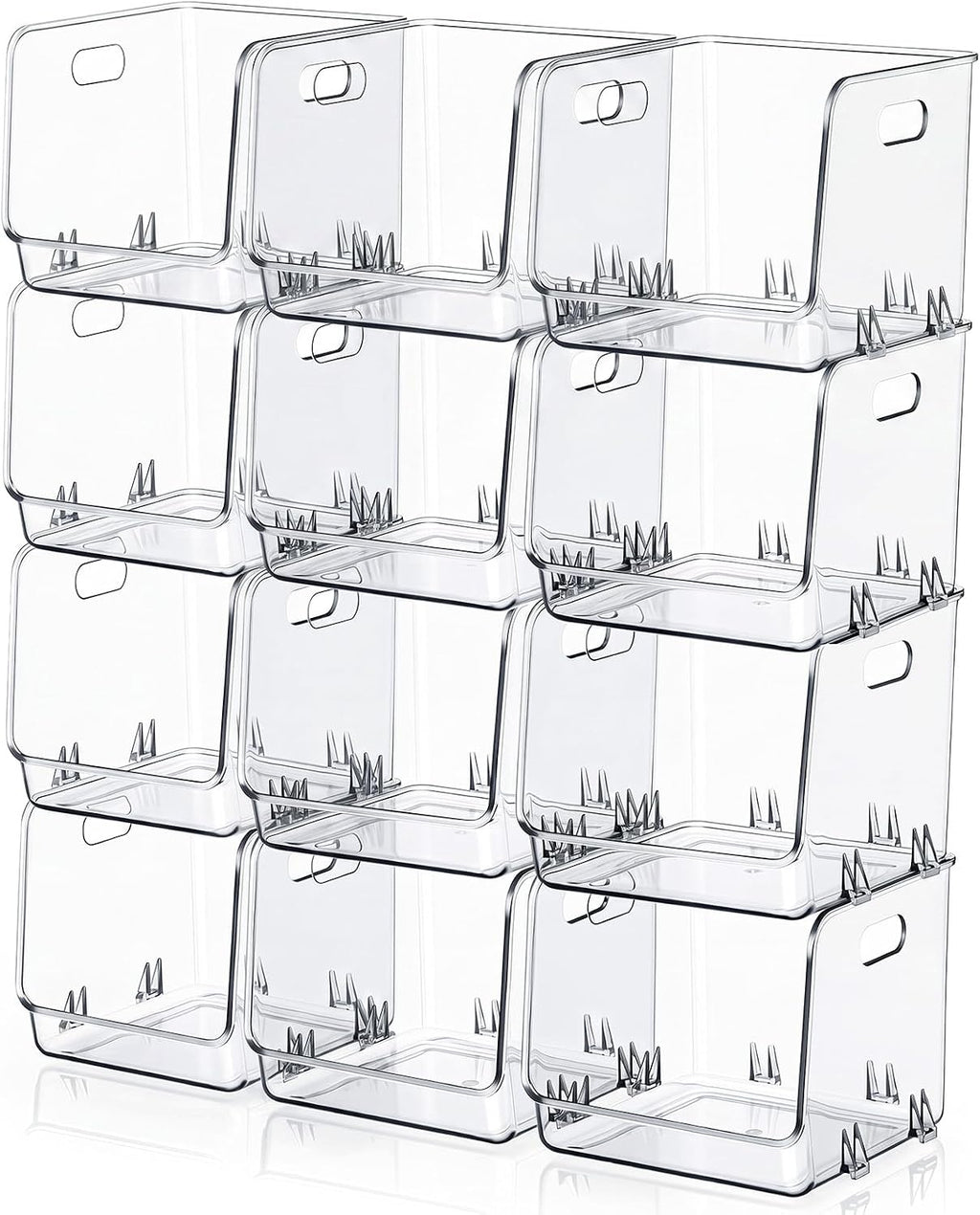 9 Pcs Clear Plastic Storage Bins Stackable Pantry Organizer