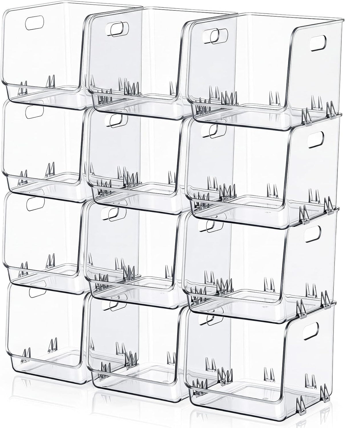 9 Pcs Clear Plastic Storage Bins Stackable Pantry Organizer