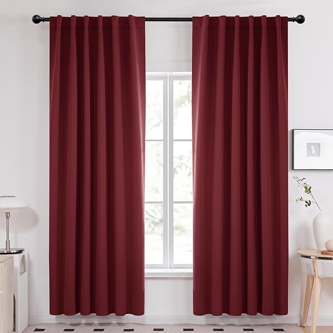 Deconovo Solid Rod Pocket and Back Tab Curtains Thermal Insulated Christmas by Deconovo