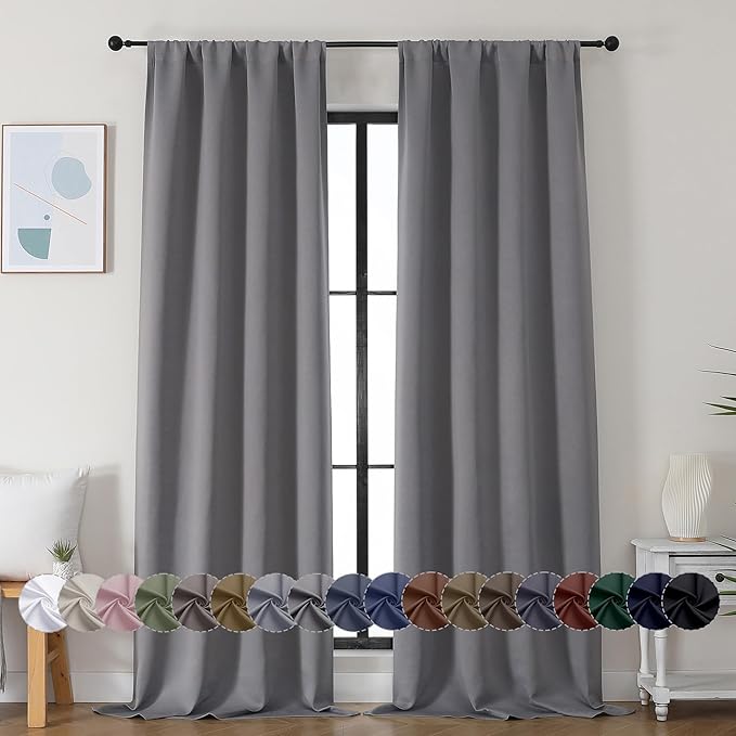 Simplebrand Ava Light Grey Blackout Curtains by Simplebrand