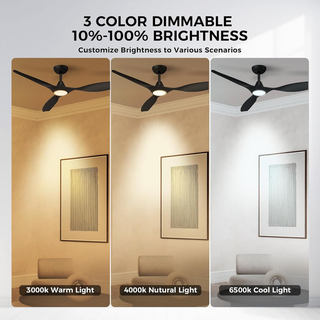 Roomratv 52'' Smart Ceiling Fan with Light, Wide Blade Design, Remote