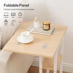 HOOBRO Foldable C Shaped End Table, C Shaped Side Table with Storage Shelf