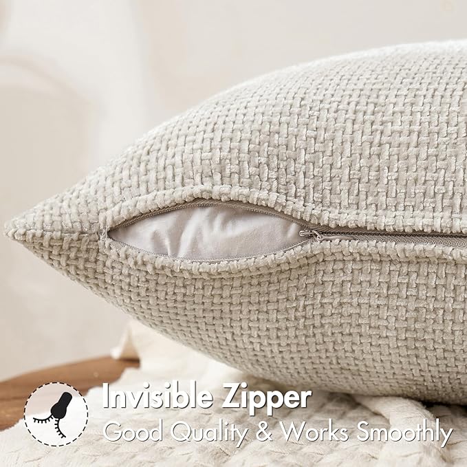MIULEE Pack of 2 Couch Throw Pillow Covers 16x16 Inch Neutral Beige Modern Boho - Image 5
