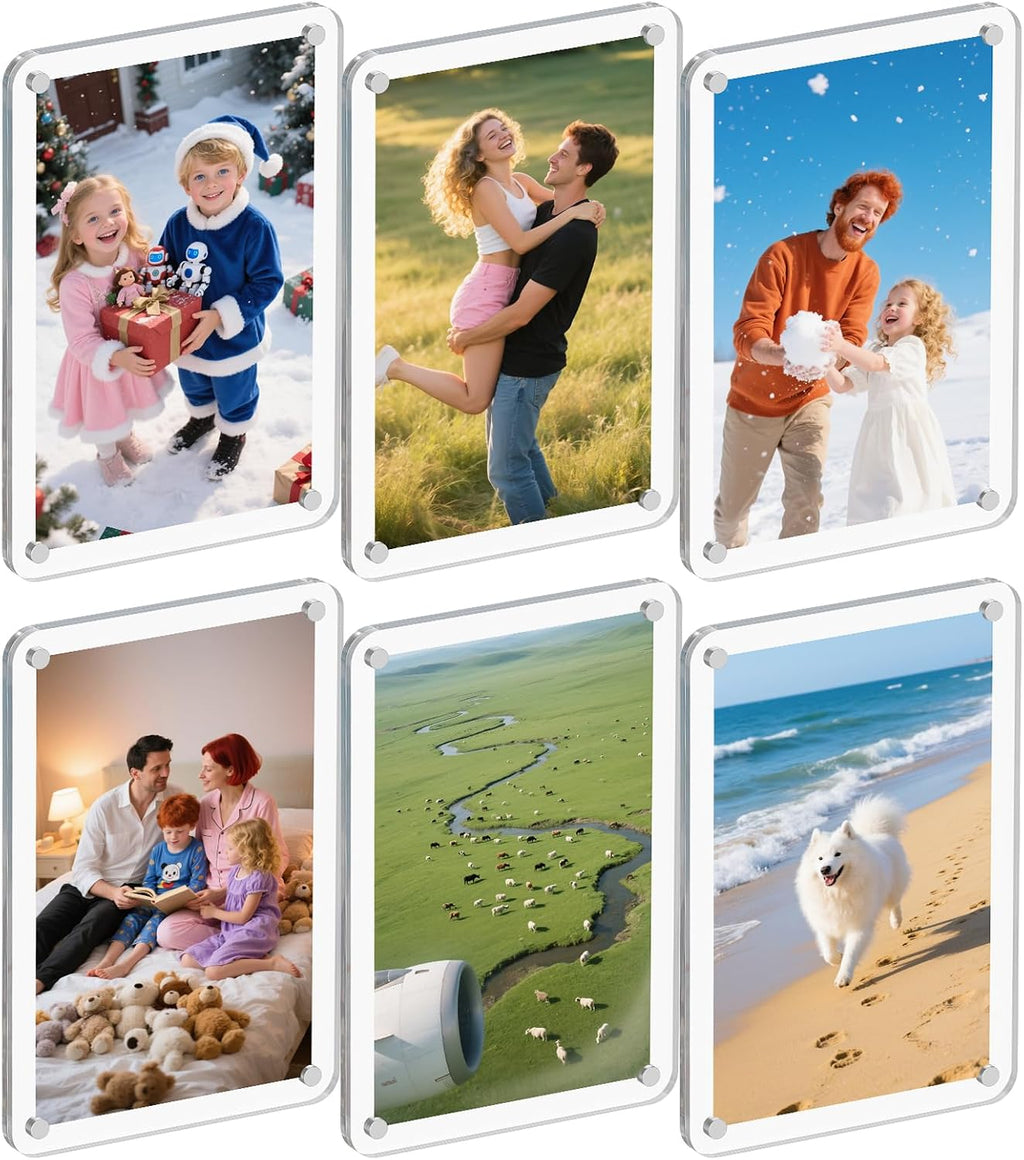 6 Pack Magnetic Picture Frame for Fridge, 4x6 Inch Acrylic Photo Frame