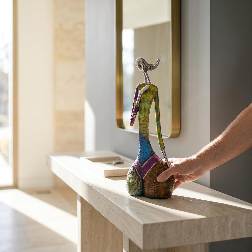 suruim Colorful Abstract Women Figurines Sculptures Home Decor for Shelves Yoga Pose Art Statue Modern Home Decoration Living Room Zen Decor Tables Ornaments (Elegance)