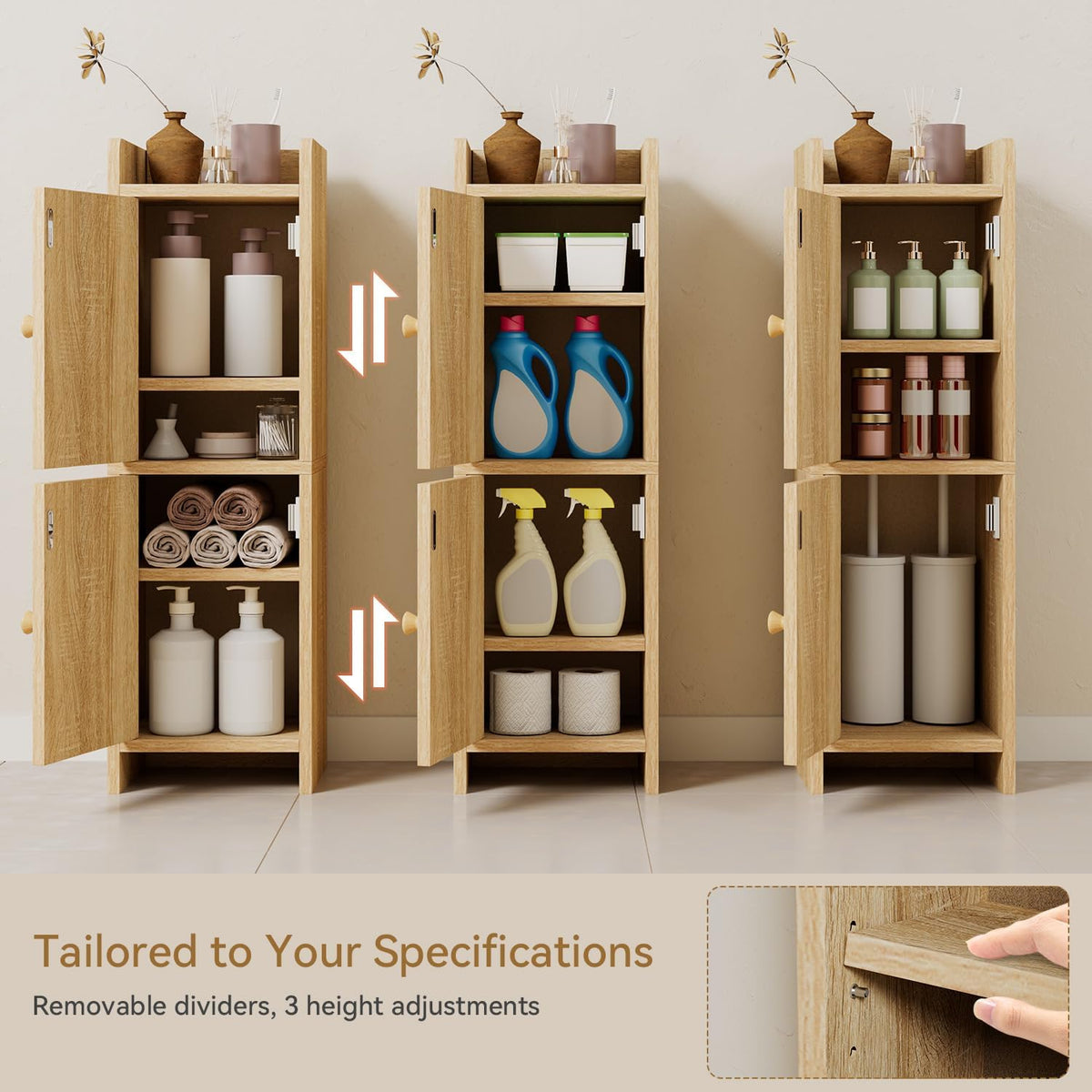 IBUYKE Small Bathroom Storage Cabinet Narrow Toilet Paper Holder UWBS001N