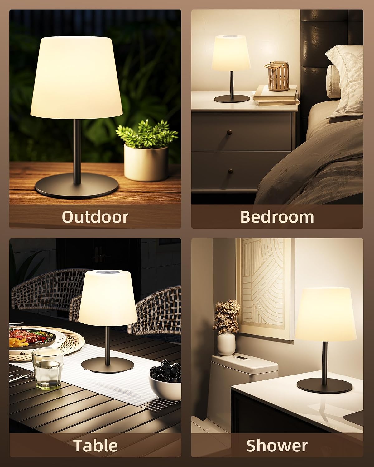 EZVALO Shower Lamp, IP65 Waterproof Rechargeable Shower Light