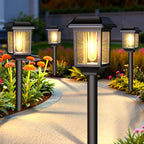 Mancra Solar Outdoor Lights Waterproof, 8 Pack Metal Glass Solar Pathway Lights Outdoor Lighting Garden Decor for Landscape Path Yard Patio Driveway (Warm White)