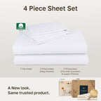 Soft Natural 100% Cotton Sateen Queen Sheets, 4 Pc Set, Bright White