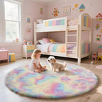 yulidayang Rainbow Fluffy Round Area Rugs by yulidayang