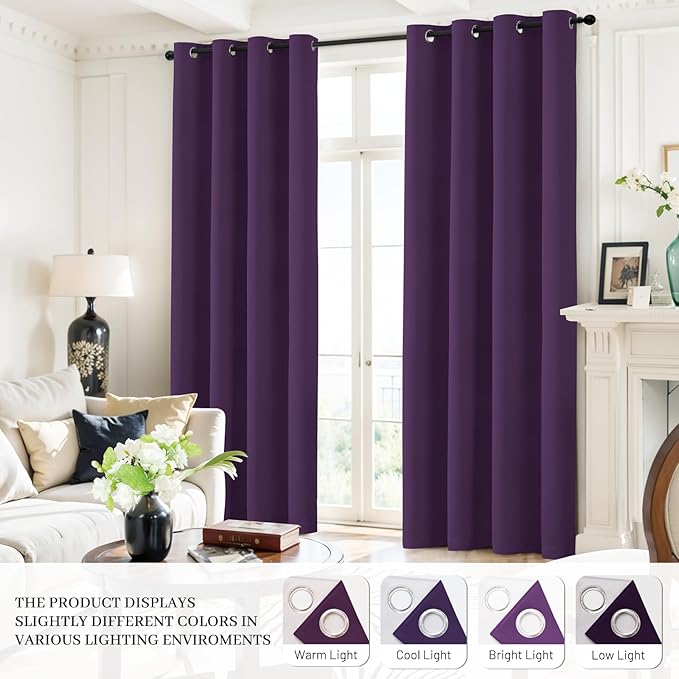 Yakamok Room Darkening 100% Blackout Curtains Grommet Window Treatments - Image 6