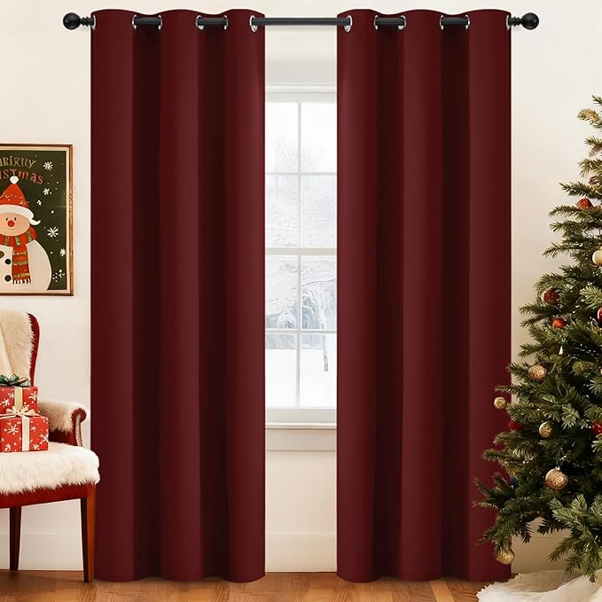 Yakamok Blackout Curtains for Bedroom, Thermal Insulated Blackout Window - Image 2