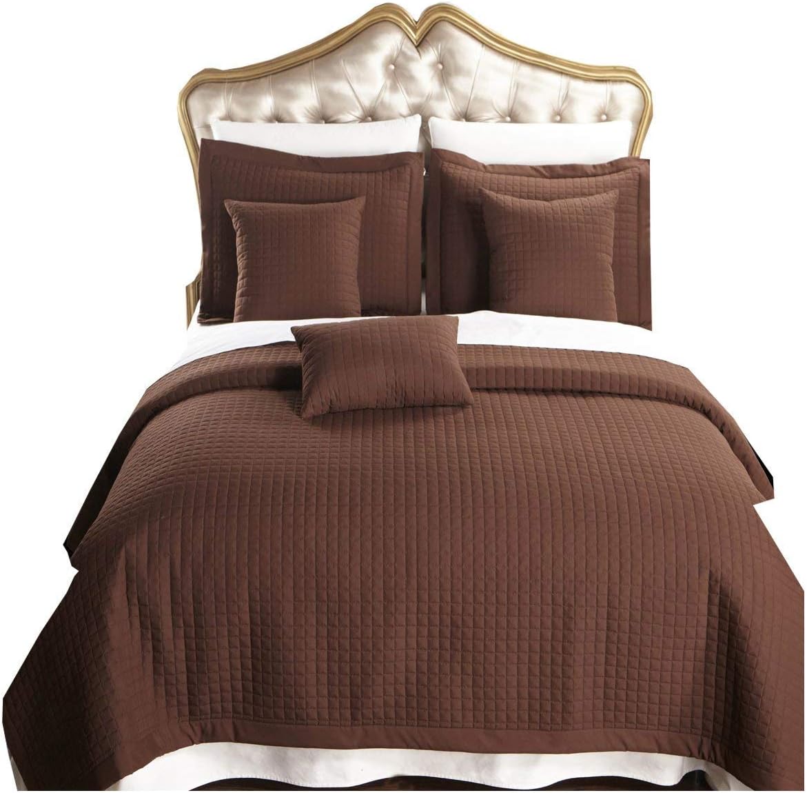 Royal Hotel 2PC Twin Extra-Long Coverlet Set – Soft Quilted Checkered Bedspread, Lightweight Filled Quilt, Breathable Plush Bedding
