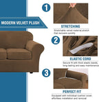 H.VERSAILTEX Real Velvet Plush 3 Piece Stretch Sofa Covers Couch Covers - Image 3
