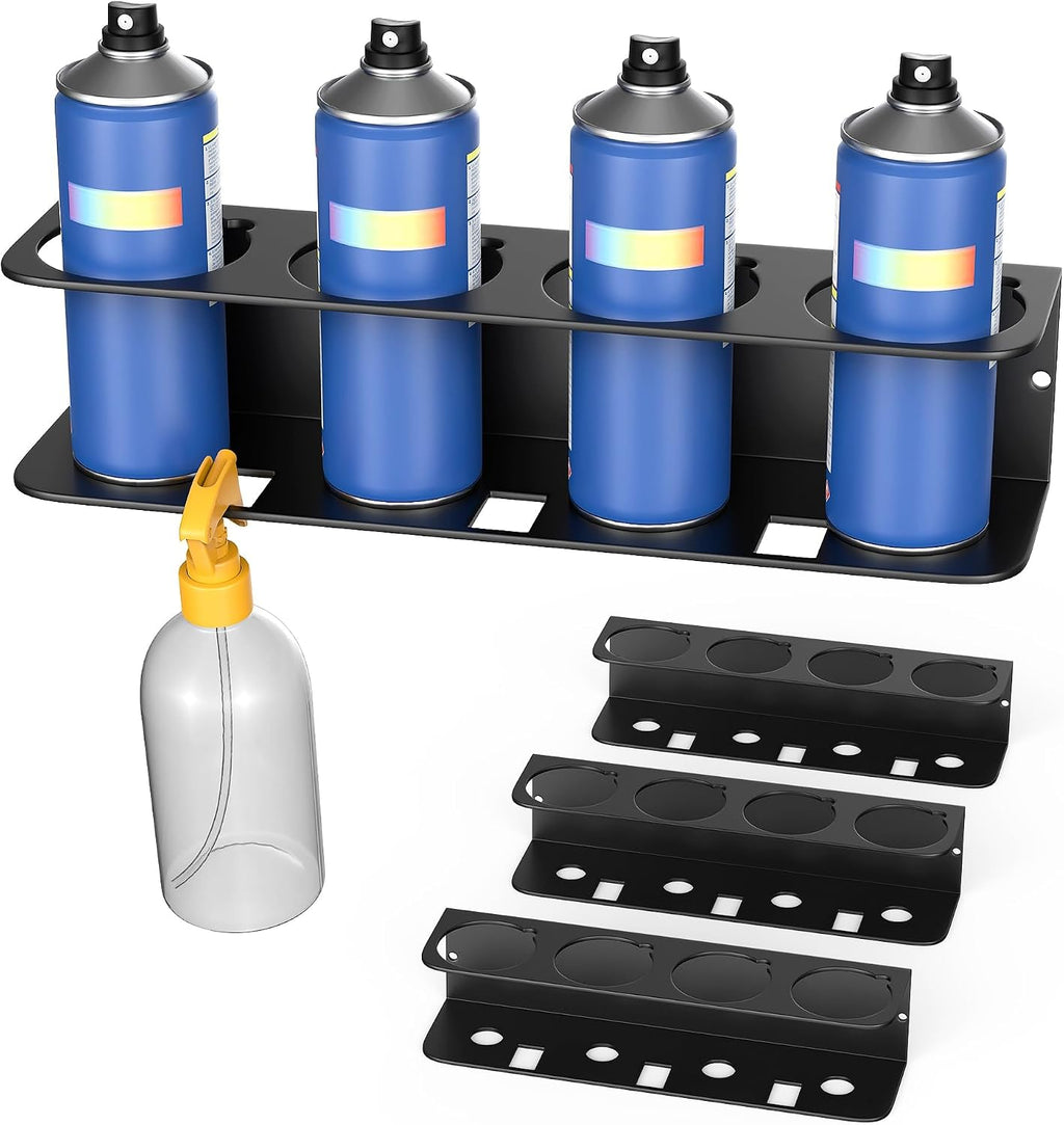 TORACK Spray Bottle Holder Wall Mount, 4-Pack Spray Can Rack for Garage
