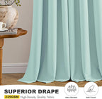MIULEE Aqua Blackout Curtains for Bedroom Living Room 63 Inches Long 2 Panels - Image 5