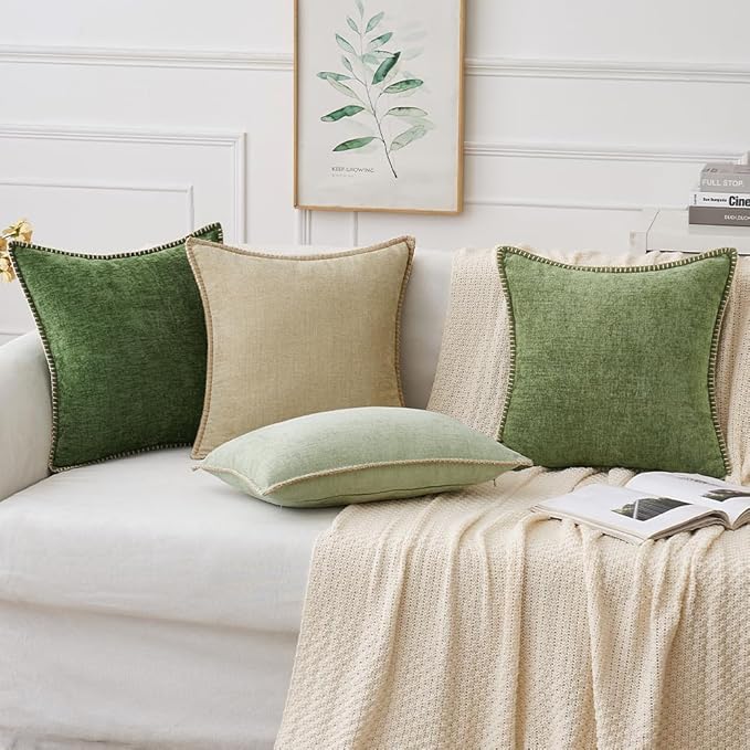 MIULEE Pack of 2 Couch Throw Pillow Covers 26x26 Inch Beige Farmhouse - Image 5