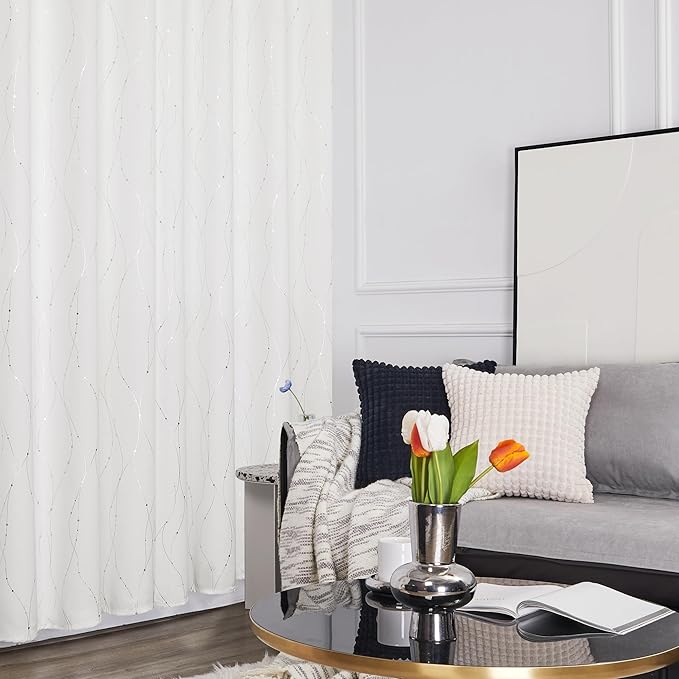 Deconovo White Curtains 63 Inches Long, Room Darkening Curtain, Thermal - Image 4