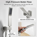 Dasan Brushed Nickel Dual Shower Heads System with Ceiling 12-Inch Rainfall Shower & Wall Mount 6-Inch High Pressure Shower Head, Full Body Dual Shower Head Set
