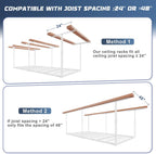 4X8FT Overhead Garage Storage Rack, 26"-40" Height Adjustable Garage Ceiling Storage Racks, Heavy Duty Metal Overhead Storage Organizer System, 750LBS Weight Capacity, White