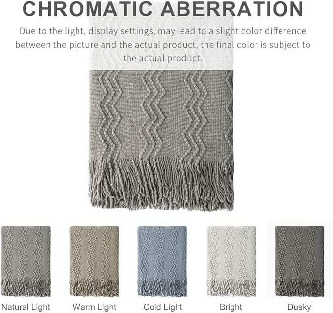 BOURINA Throw Blanket Textured Solid Soft Sofa Throw Couch Cover Knitted - Image 7