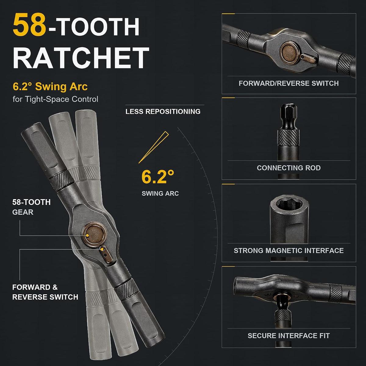 42 in 1 Magnetic Ratchet Screwdriver Set with T-Handle