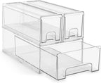 Sorbus Clear Stackable Storage Drawers with Handles (1 Medium + 2 Small)