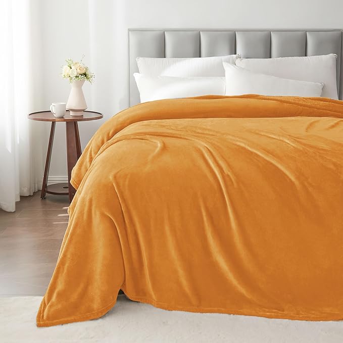 BEDELITE Fleece Blankets Queen Size Burnt Orange Throw Blankets - Image 6