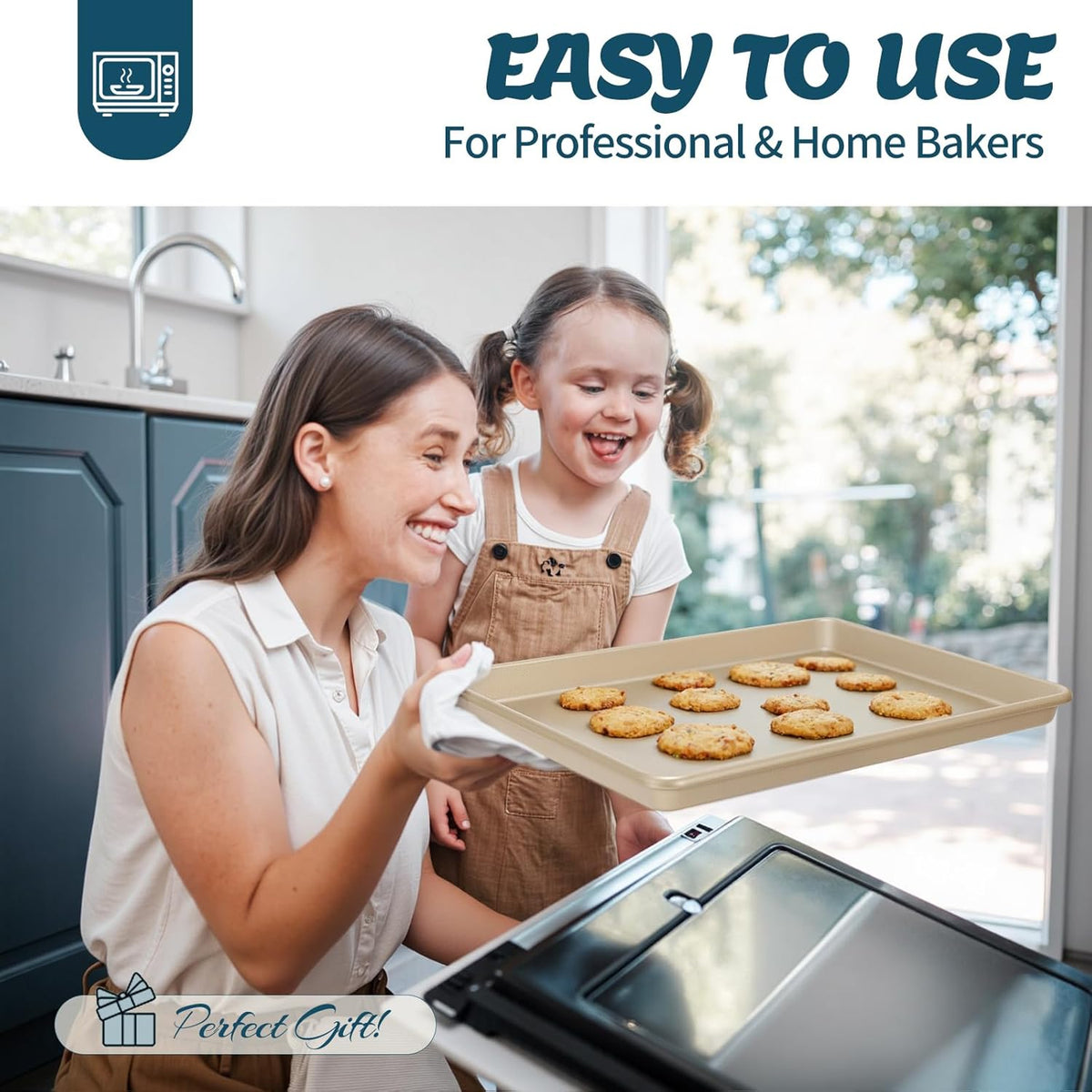 Baking Pans Set, Nonstick Stackable Bakeware Sets, Oven Pans for Cooking, AIVIKI 6 Pieces Baking Sheets Set Including Cookie Sheet, Deep Roaster Pan, Square Pan, Loaf Pan, Muffin Pan, Carbon Steel