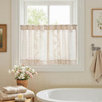 jinchan Belrose Linen Floral Kitchen Curtains 24 inch Length Embroidered - Image 9