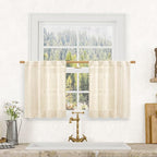 LAMIT Small Kitchen Linen Curtains 24 Inch Length 2 Panels, 34 x 24 Inch by LAMIT