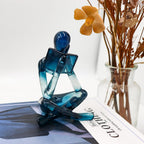 Reading Women Statue, Translucent Blue Resin Thinker Sculptures, Abstract Art Ornament, Modern Aesthetic Figurine Decoration for Home Living Room Bedroom Office Shelf Table Desk Bookshelf Decor