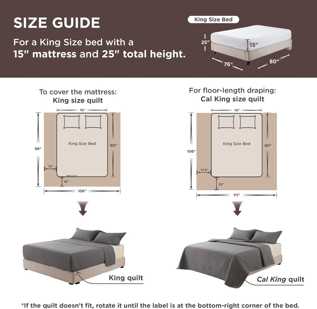 Bedsure Quilts King Size - Grey Bedspreads King Size with Basket Weave Pattern, Soft Quilt Bedding Set, Lightweight Comforter Set Coverlet for All Seasons with 2 Pillow Shams (106" x 96")