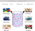 Kids Laundry Hamper Clothes Gift Basket Storage Laundry Baskets Organizer Bin with Handles for Nursery Room (Purple Butterfly)