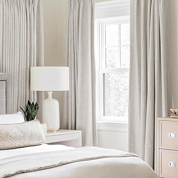 MIULEE Linen Textured Curtains Solid 100% Blackout - Image 2