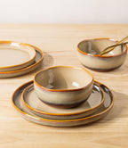 Ceramic Dinnerware Set for 4, 12-Piece Plates and Bowls Set