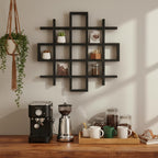 Suzile Mug Display Shelf Wall Mounted,Grid Size 5.1x5.1x3in,Black