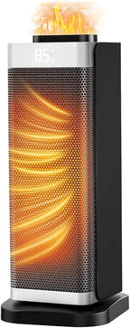 Space Heaters for Indoor Use, Staholz Portable Heater with Humidifier/Ambient Light, Family-Safe Electric Heaters with Thermostat,12H Timer,70° Oscillation,Ultra-Quiet for Home Office (Silver)