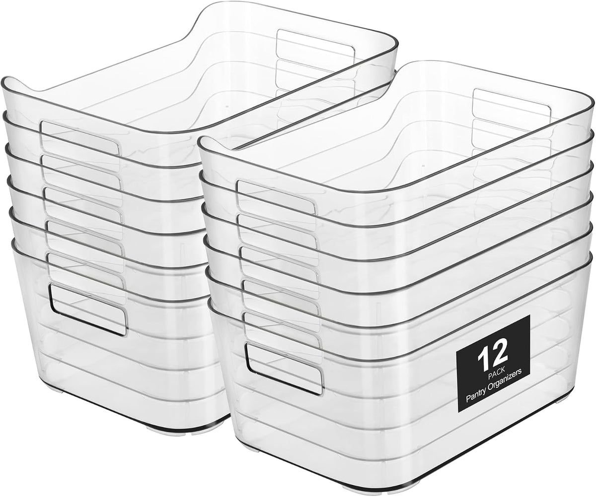 Pantry Organizers Storage, Clear Storage Organizer Bins 12 PACK