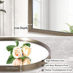 Arched Mirrors for Wall, Brushed Metal Frame Mirror, Arch Bathroom Vanity Mirror for Living Room Bedroom Mantel Entryway Hallways Home Decor Aluminum Alloy Frame 20"x16"