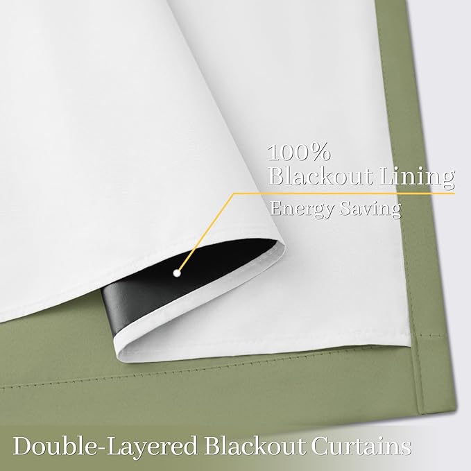 Yakamok 100% Blackout Curtain Panels 72 inches Cold and Light Blocking Drapes - Image 4