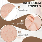 HEAVYWOOD Bathroom Hand Towel Turkish Cotton Face Towel 14X30 Absorbent Soft Face Kitchen Towel Decorative Set Boho Farmhouse Bathroom Decor (Beige, Pink, Coffee, Blue)