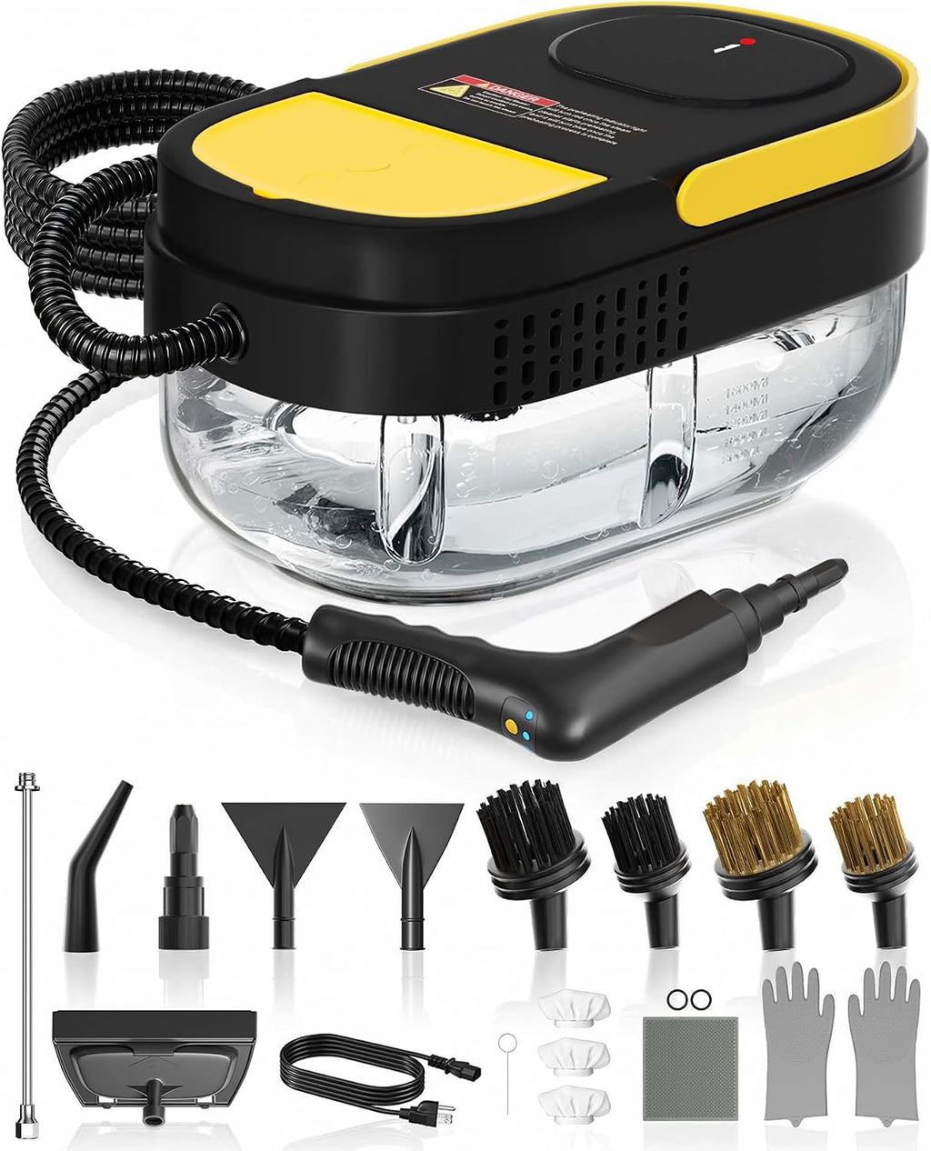 Gautye Steam Cleaner, 3 Level Adjustable Handle with 15 Accessories | 15s Heat Up, 1.69 Quarts Tank, Foldable Handle, Portable Steam Cleaner for Home, Kitchen, Bathroom, Tile, Grout, Car Cleaning