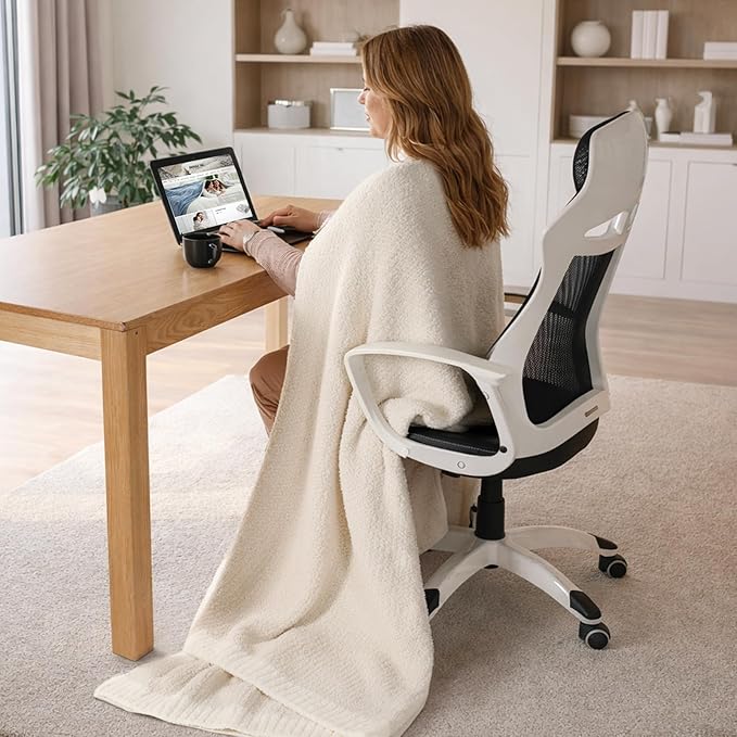 Snuggle Sac Buttery Ivory Bedding Blankets Twin Size 60x80, Super Soft Blankets - Image 9